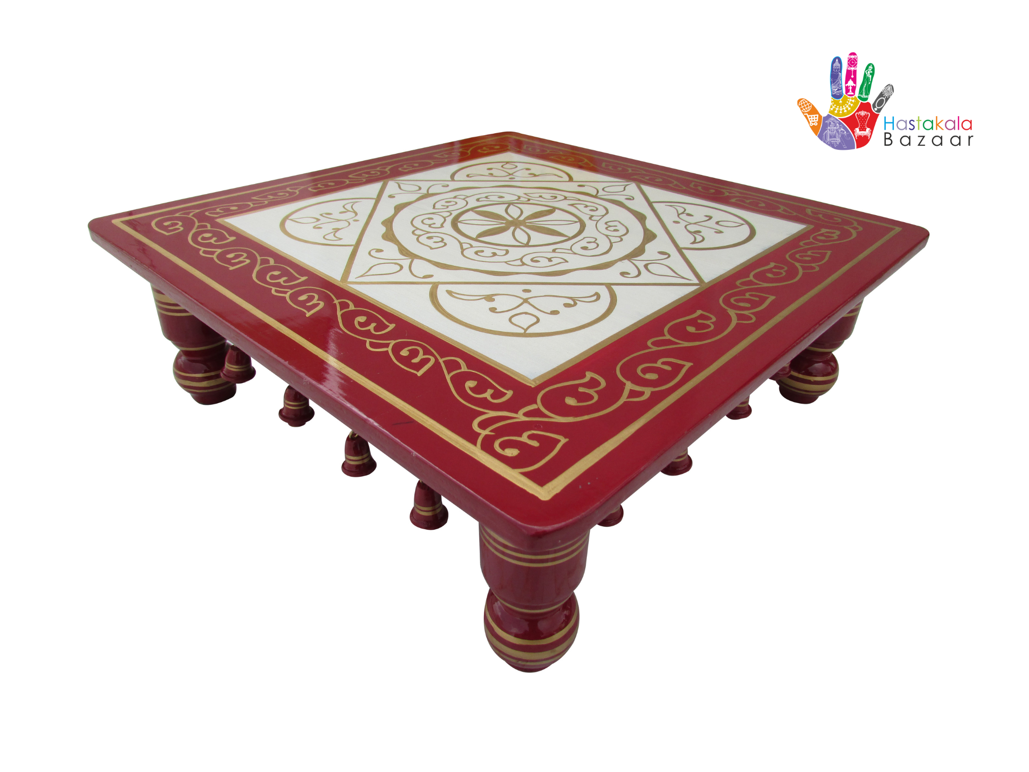 Teak Wood Chowki - Size - 18 x 18 x 7 Inch